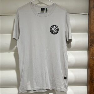 G-Star Raw Light Gray Crew Neck Tee with Chest Emblem